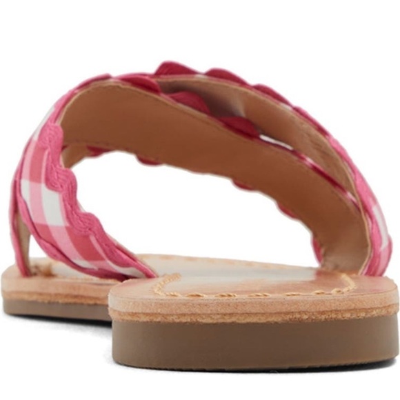 🆕Draper James Piper Flat Sandals Slides Raspberry Pink Gingham Ric Rac CLASSIC - Picture 4 of 8